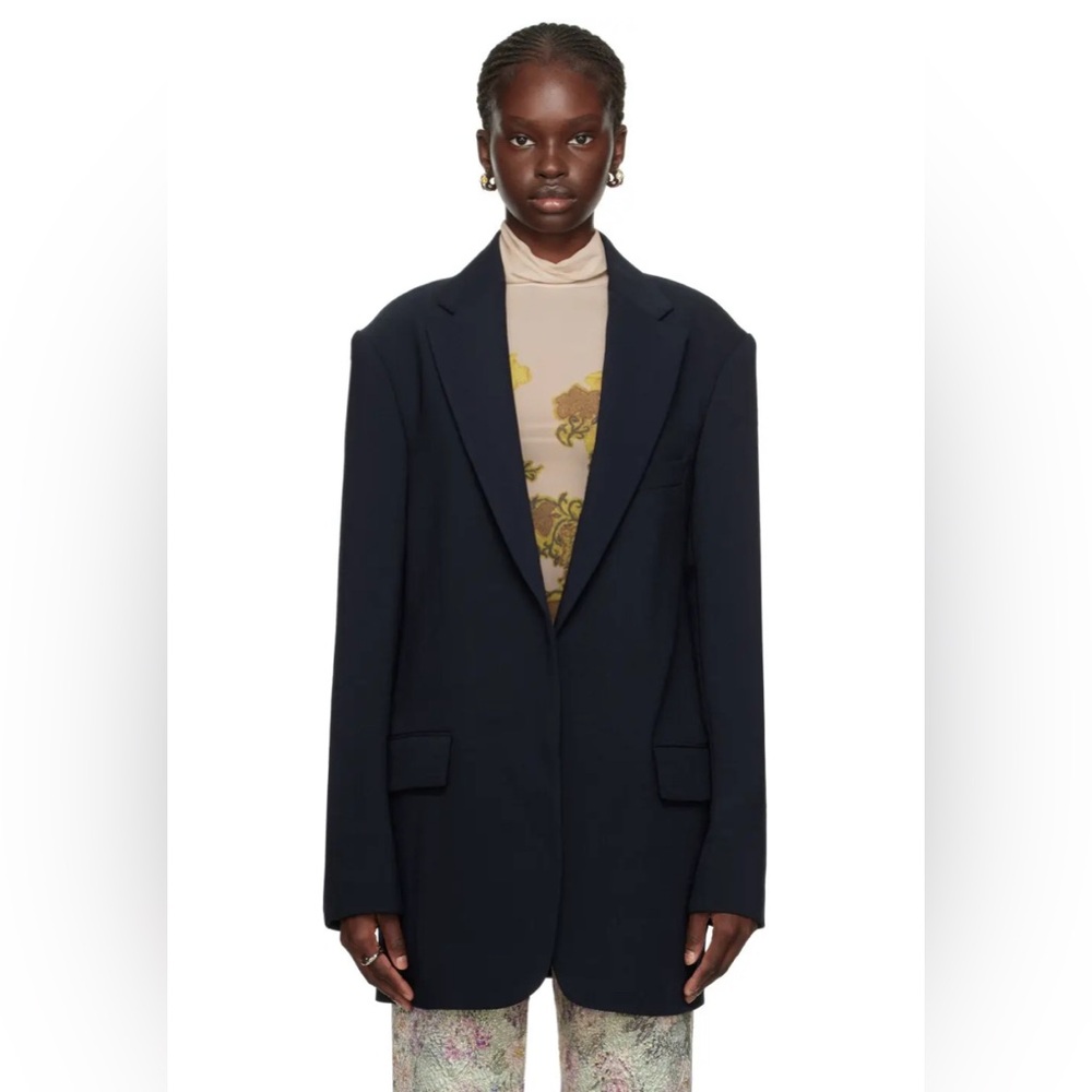 DRIES VAN NOTEN Navy Open Front Blazer New XS